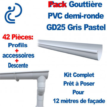 PACK GD25 Gris Pastel Pour 12 Mètres de Façade (kit complet prêt à poser)