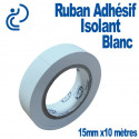 Ruban Adhésif Isolant PVC Blanc 15mm en rouleau de 10 mètres