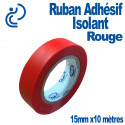 Ruban Adhésif Isolant PVC Rouge 15mm en rouleau de 10 mètres