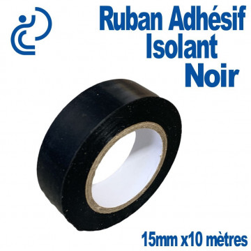 Ruban Adhésif Isolant PVC Noir 15mm en rouleau de 10 mètres
