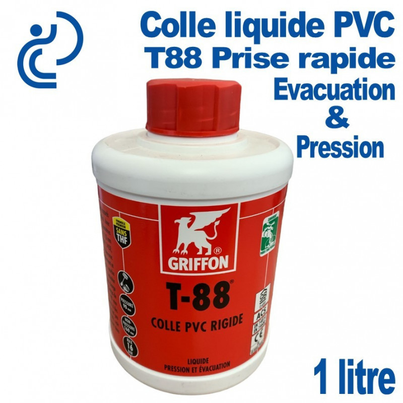 Colle Liquide T88 pour PVC Pression en Pot de 1 litre + pinceau