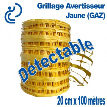 Grillage Avertisseur detectable Jaune 20cm rouleau de 100ml (gaz)