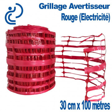 Grillage Avertisseur rouge 30cm rouleau de 100ml (edf)