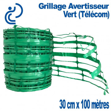 Grillage Avertisseur vert 30cm rouleau de 100ml (telecom)