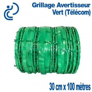 Grillage Avertisseur vert 30cm rouleau de 100ml (telecom)