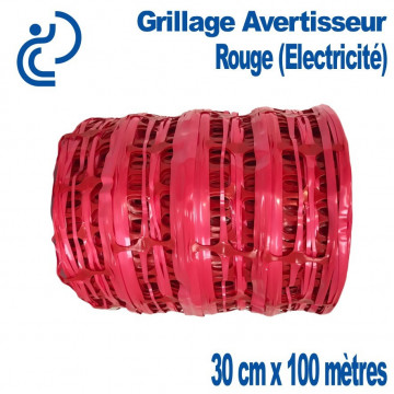 Grillage Avertisseur rouge 30cm rouleau de 100ml (edf)
