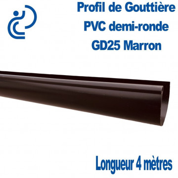 Gouttière PVC Demi Ronde GD25 Marron en longueur de 4ml