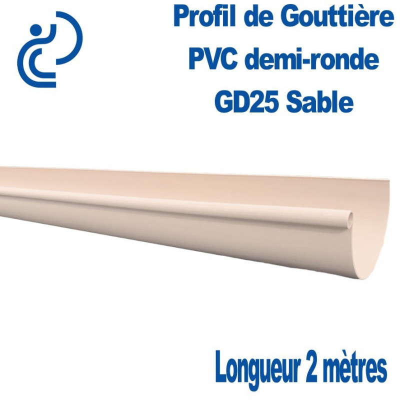 Gouttière MEP GD25 en PVC Sable - développé 250 MM - 4 M
