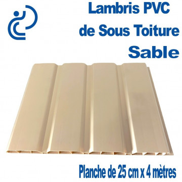 LAMBRIS PVC DE SOUS TOITURE SABLE planches de 25cmX4ml