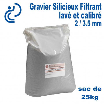 Gravier Silicieux de filtration Calibre 2 / 3,5 Sac de 25kg
