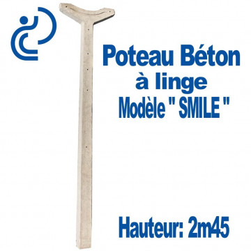 Poteau Béton à linge SMILE 10x11 longueur 2,45 mètres 7 perçages