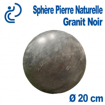 Sphère Décorative en Granit Noir Naturel Ø20cm