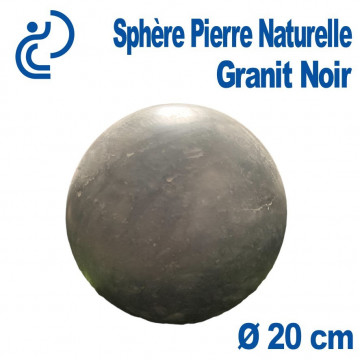 Sphère Décorative en Granit Noir Naturel Ø20cm