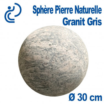 Sphère Décorative en Granit Gris Naturel Poli Ø30cm