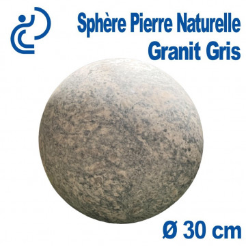 Sphère Décorative en Granit Gris Naturel Poli Ø30cm