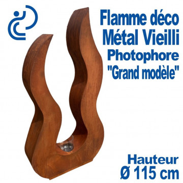Flamme décorative 115cm en Métal Vieilli Effet Rouillé