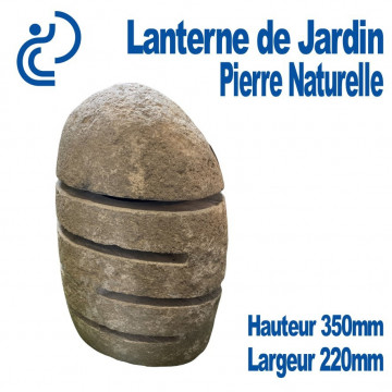 Lanterne de Jardin en Pierre Creusée Hauteur 350mm avec Couvercle