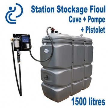 Station de Stockage Fuel Cuve 1500L + Pompe + Accessoires