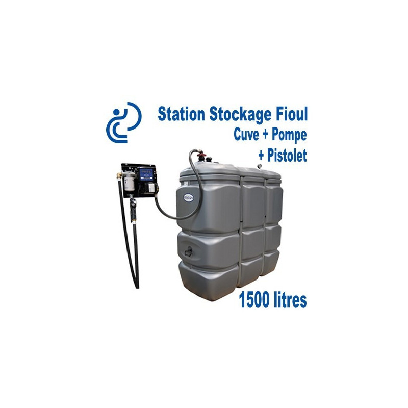 Station de Stockage Fuel Cuve 1500L + Pompe + Accessoires