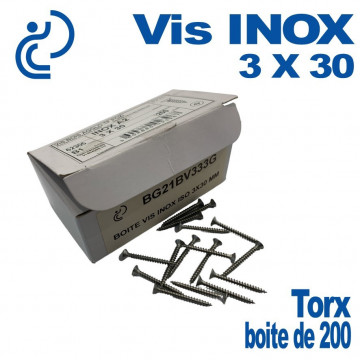 Vis INOX Torx 3x30 boîte de 200 pièces