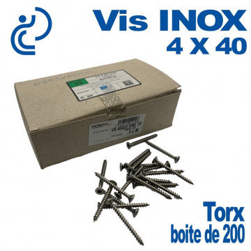 Vis INOX Torx 4x40 boîte de 200 pièces