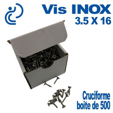 Vis INOX Cruciforme 3.5x16 boîte de 500 pièces
