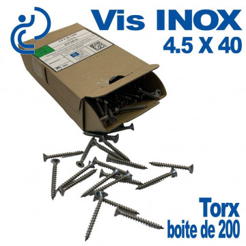 Vis INOX Torx 4.5x40 boîte de 200 pièces
