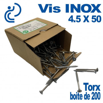 Vis INOX Torx 4.5x50 boîte de 200 pièces