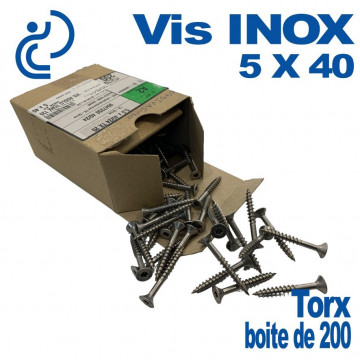 Vis INOX Torx 5x40 boîte de 200 pièces