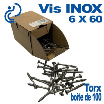 Vis INOX Torx 6x60 boîte de 100 pièces