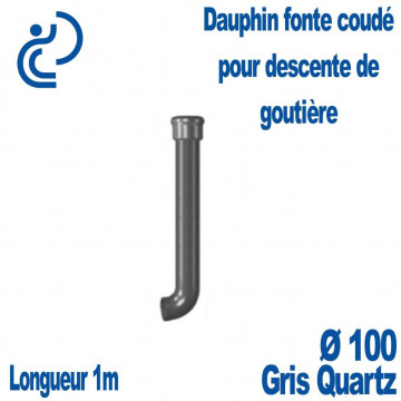 Dauphin Fonte Coudé Ø100 finition Gris longueur 1 mètre