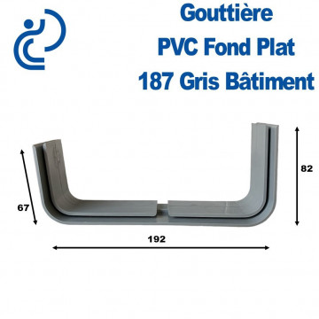 Gouttière Plate 187 Extra Large en PVC Gris longueur 6 mètres.