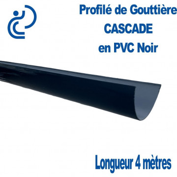 Profilé de Gouttière Cascade en PVC Noir Longueur 4 mètres