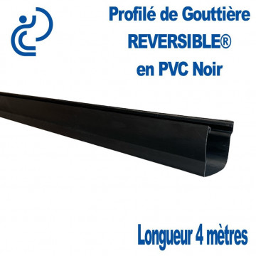 Profilé de Gouttière REVERSIBLE en PVC Noir longueur de 4 mètres