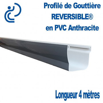 Profilé de Gouttière REVERSIBLE en PVC Anthracite longueur de 4 mètres