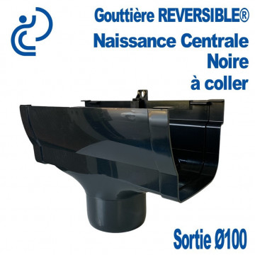 Naissance Centrale REVERSIBLE en PVC Noir pour descente Ø100