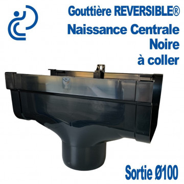 Naissance Centrale REVERSIBLE en PVC Noir pour descente Ø100