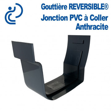 Jonction de Gouttière REVERSIBLE à coller en PVC Anthracite
