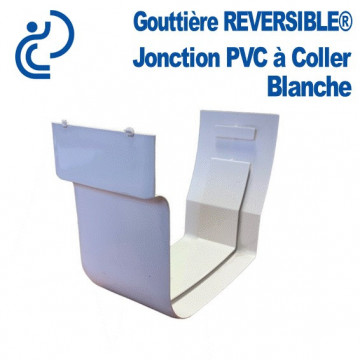 Jonction de Gouttière REVERSIBLE à coller en PVC Blanc