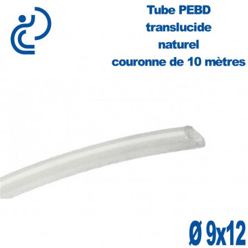 Tube PEBD translucide naturel D9x12 en couronne de 10 mètres