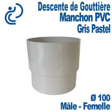 MANCHON GOUTTIERE PVC gris pastel D100 male femelle
