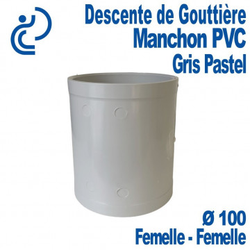Manchon pour Descente de Gouttière PVC Gris Pastel Ø100 Femelle-Femelle