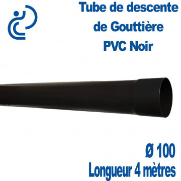 Tube de Descente de Gouttière PVC Ø100 Noire longueur de 4 mètres