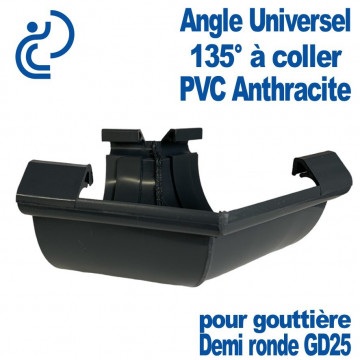 Angle Universel à 135° en PVC Anthracite pour Gouttière GD25