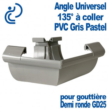 Angle Universel à 135° en PVC Gris Pastel pour Gouttière GD25