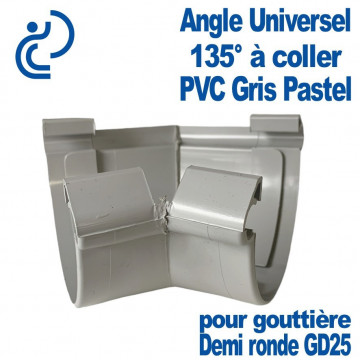 Angle Universel à 135° en PVC Gris Pastel pour Gouttière GD25
