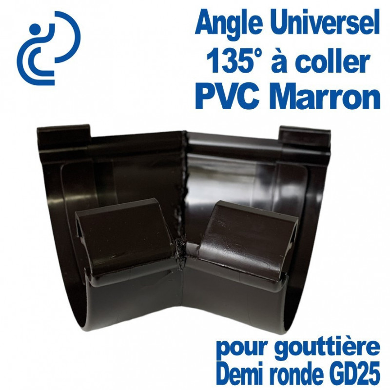 Angle Universel à 135° en PVC Marron pour Gouttière GD25