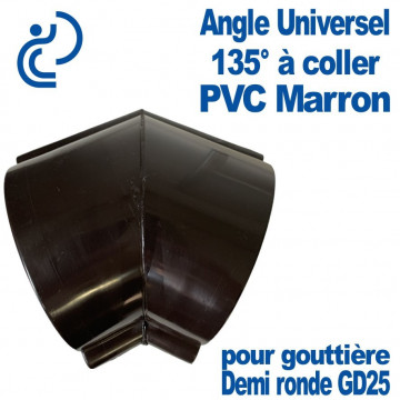Angle Universel à 135° en PVC Marron pour Gouttière GD25