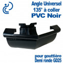 Angle Universel à 135° en PVC Noir pour Gouttière GD25