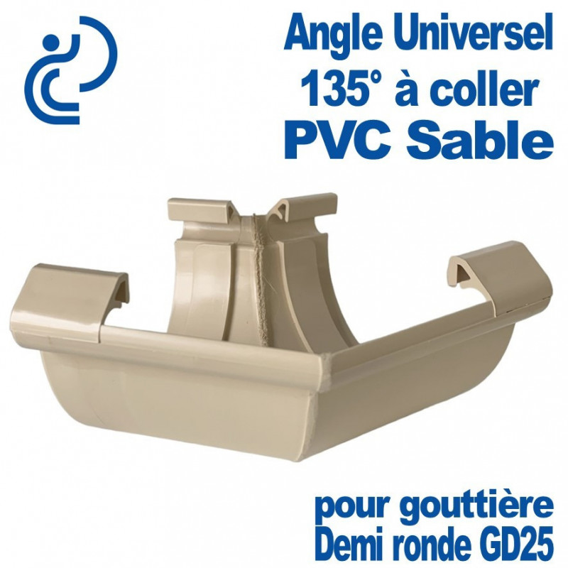 Angle Universel à 135° en PVC Sable pour Gouttière GD25